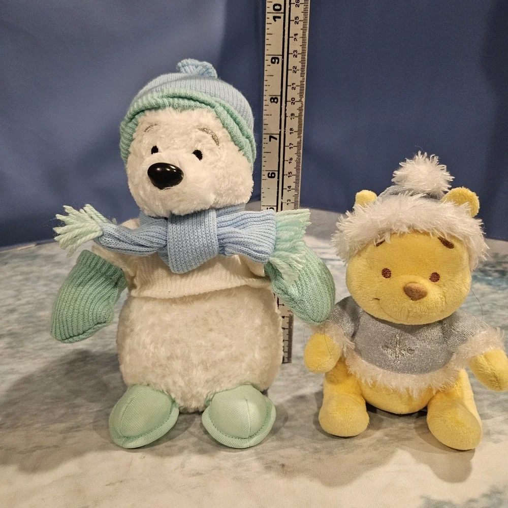 Disney Winnie The Pooh Winter Plush Bundle Snow Bear Scarf Hat Baby Pooh